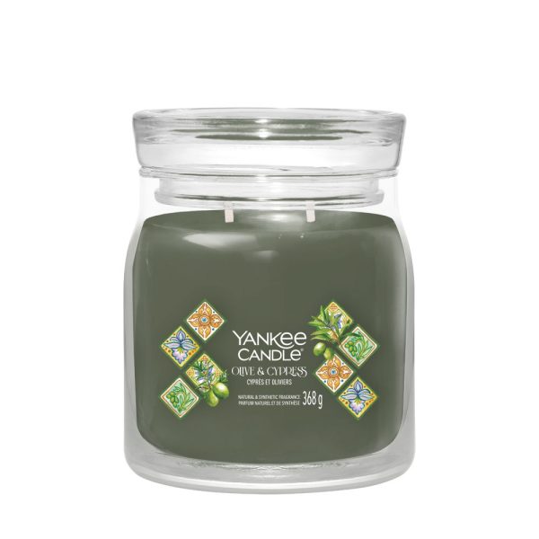 YANKEE CANDLE OLIVE & CYPRESS SIGNATURE 2-WICK MEDIUM JAR